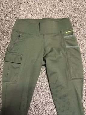 Noble Equestrian Task Tight Olive Green Riding Tights with Pockets, Size M